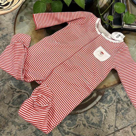 Santa Baby Onesie sleeper Christmas French knot cotton - Picture 6 of 12